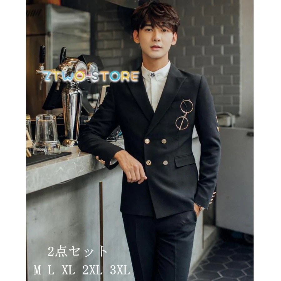 上下セットスーツ メンズスーツ 刺繍あり タキシードスーツ 1つボタンスーツ フォーマルスーツ 結婚式 二次会 成人式 卒業式 就職活 ビジネススーツ 披露宴