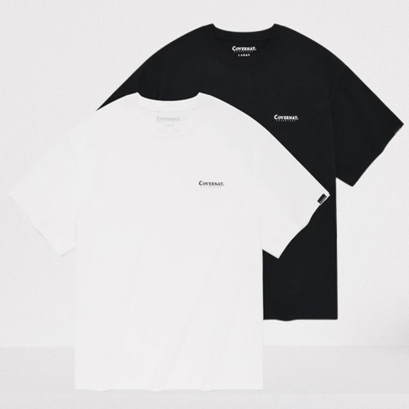 [2PACK] Active T-shirt Black/White ロゴ 半袖 ドロップショルダー Tシャツ・カットソー