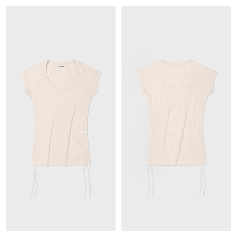 【LOW CLASSIC】 U-NECK CAP SLEEVE T-SHIRT : PEACHTシャツ・カットソー
