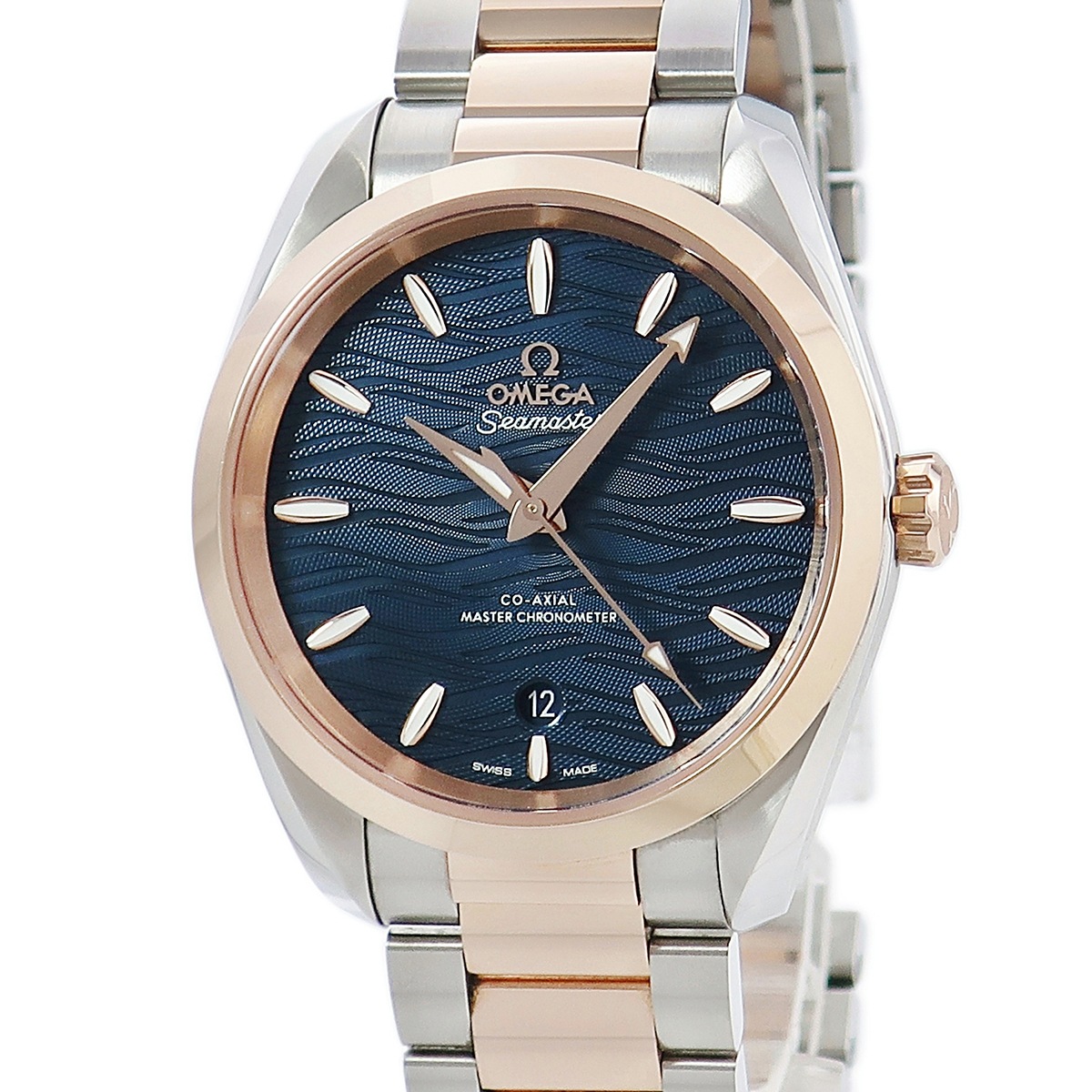 シーマスター アクアテラ 220.20.38.20.03.001 自動巻き レディース K18セドナゴールド×SS コンビ 波模様 青 3年保証