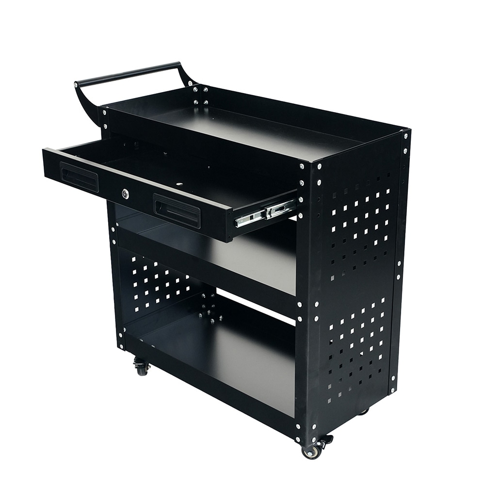 ツールキャビネット ツールワゴン ツールカート工具カート 収納 ロールキャビネット スチール ローラーキャビネットハンドル 耐荷重50KG 幅79*奥行き35*高80 フック付 DIY 引き出し 有孔