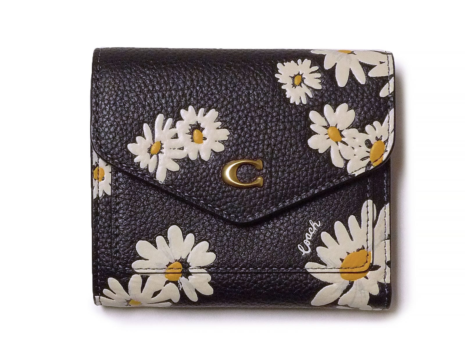 【並行輸入品】 CS127 ブラック 花柄 ミニ財布 Floral Printed Leather Wyn Small Wallet 本革 革 シンプル 定番 レザー レディース