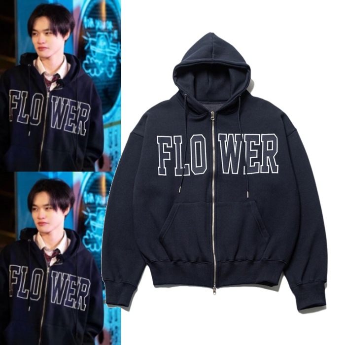 【NCT着用】FLOWER ZIP UP HOOD(NAVY)