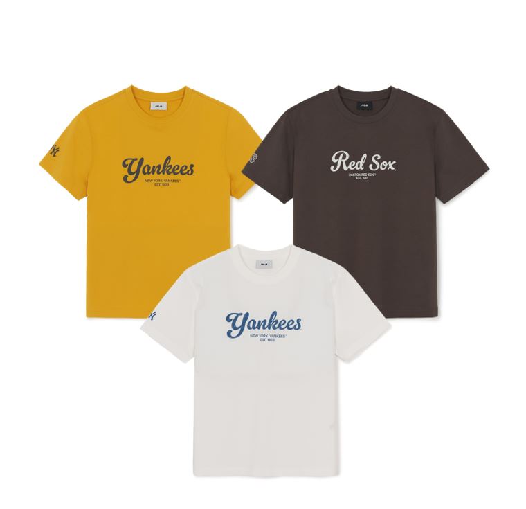 Vintage Sportive Cursive Letter T-Shirt (3ATSV1063-50IVS, 3ATSV1063-50YED, 3ATSV1063-43BRD)