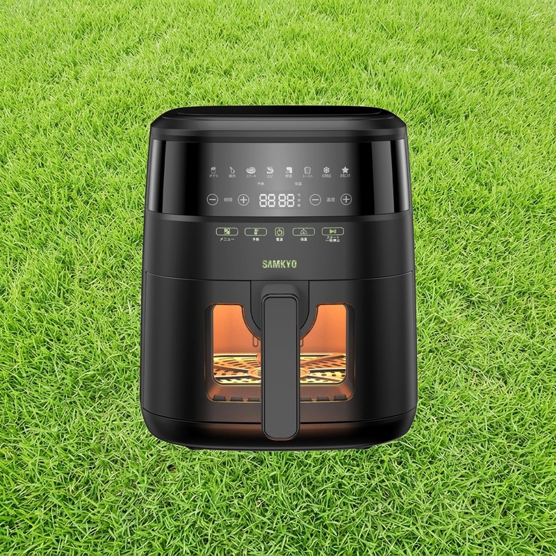 ノンフライヤー 4.2L 可視窓 大容量 1-4人用 エアフライヤー タッチパネル 日本語レシピ付き ノンフライヤー機 フライヤー 揚げ物 惣菜 SAMKYO F40 ブラック