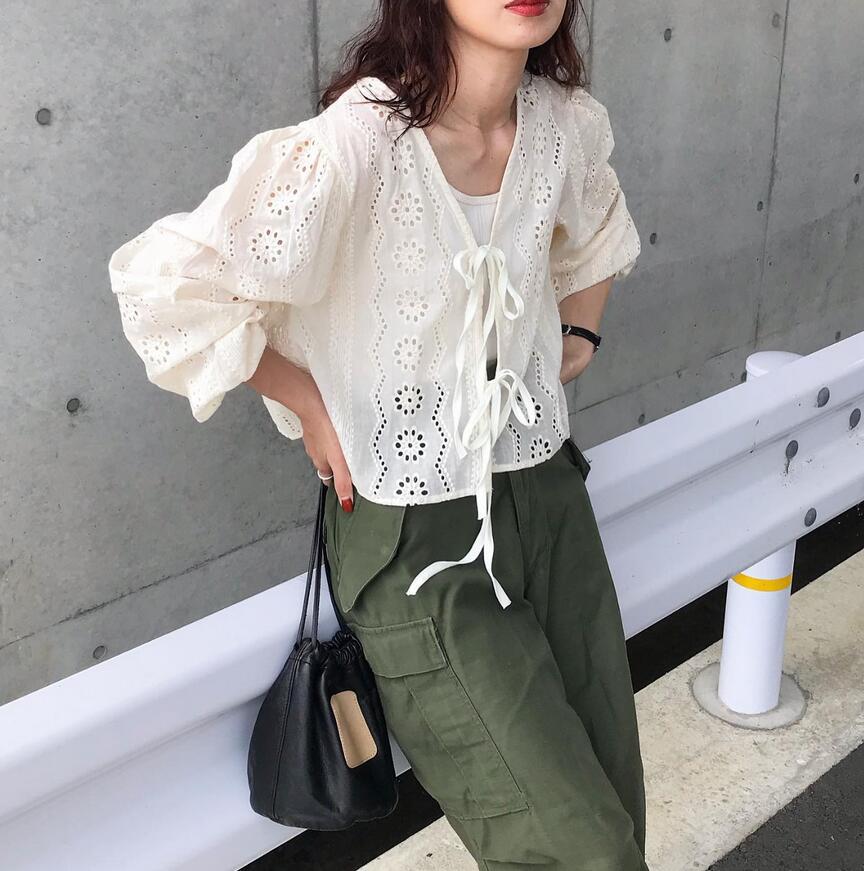 春 夏 カーディガン シャツ トップス 結婚式 二次会 入学式 卒業式 ゆったり 長袖 ブラウス レディース 着痩せ 気質 リボン レース
