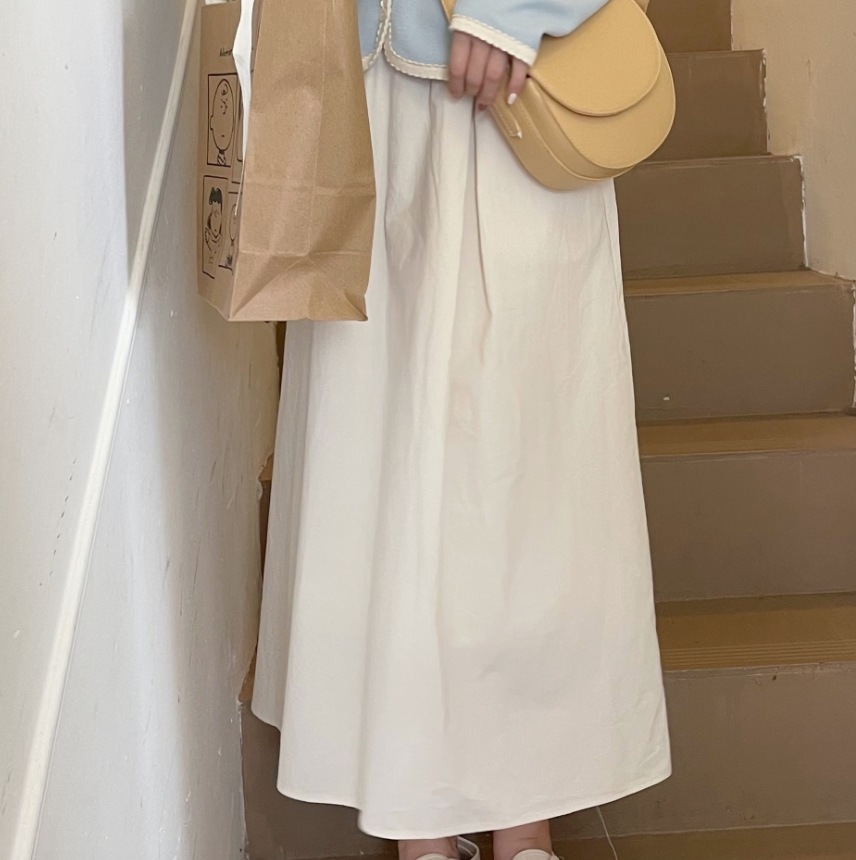 スカート レディース ロング丈 ガーリー エレガント シンプル カジュアル Aライン フレア きれいめ 旅行 休日 デート 無地　ホワイト オルチャン プチプラ 普段使い 春夏 コーデ モテ