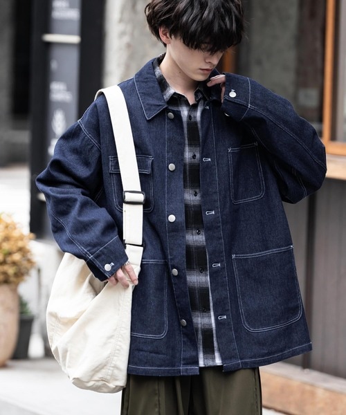 カバーオール ヴィンテージライクオーバーサイズデニムカバーオール メンズ レディース