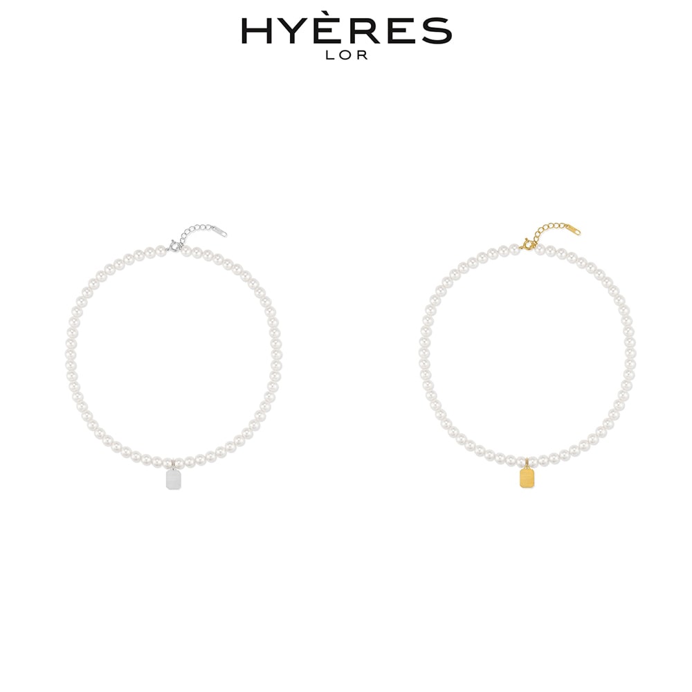 [HYERES LOR] H edition Silver Name Pendant Pearl Necklace
