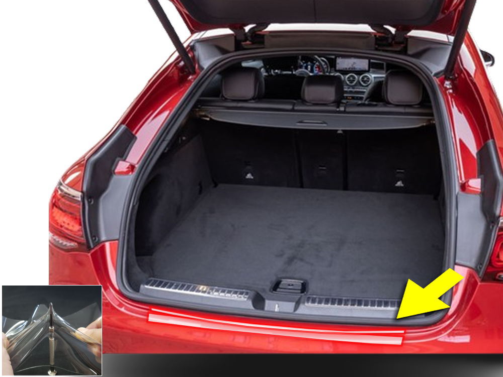 リアステップガード (ベンツ GLCクラス X254 クーペ) 車種専用 カット済み 傷防止フィルム プロテクションフィルム 車種専用カット済み リアステップ 保護フィルム キズ防止 保護 クリア 透