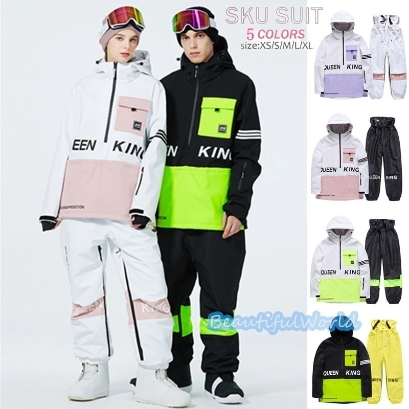 スノーボードウェア上下セットスキーウェアメンズレディースセットアップ男女兼用スノボウェアスノーボードジャケットパンツ撥水防風保温雪遊び暖かいH85
