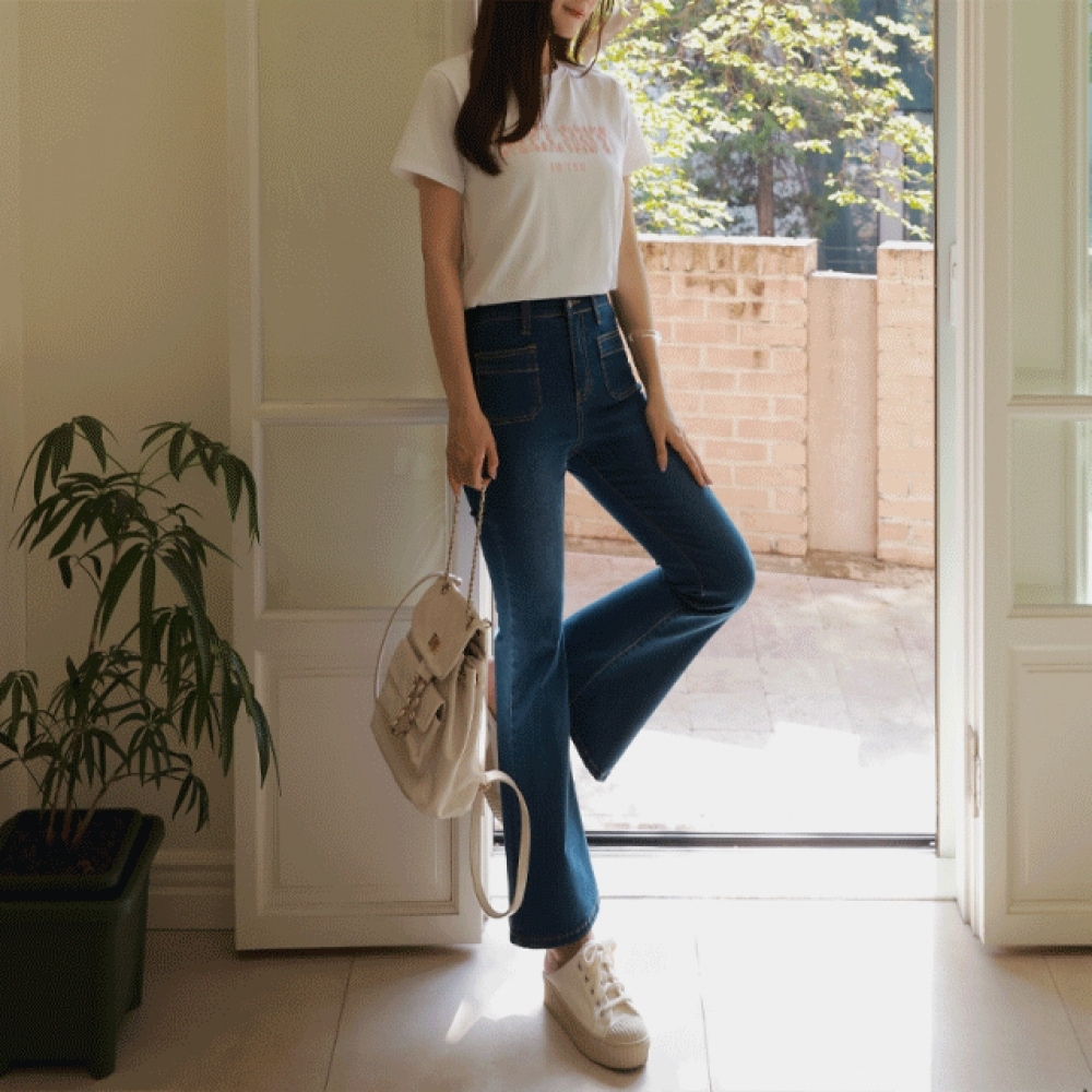 クリック&ファニーウェアフロントポケットブーツカットデニムパンツ [SMLサイズ]