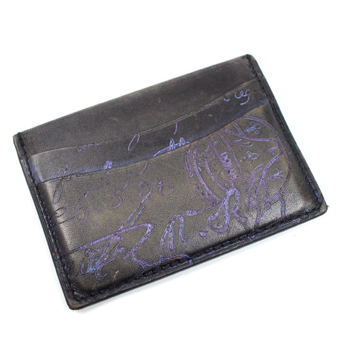 Berluti ベルルッティ カリグラフィ バンブー ネオ スクリットレザー カードケース パープル メンズ 中古