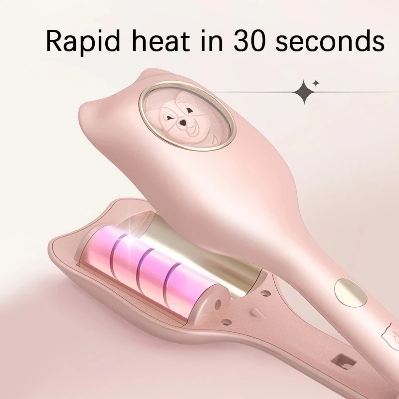 新品32ミリメートルセラミックヘアアイロン マイナスイオン卵カールアイロン 39s高速加熱はポータブルかわいいウェイバーツール 30