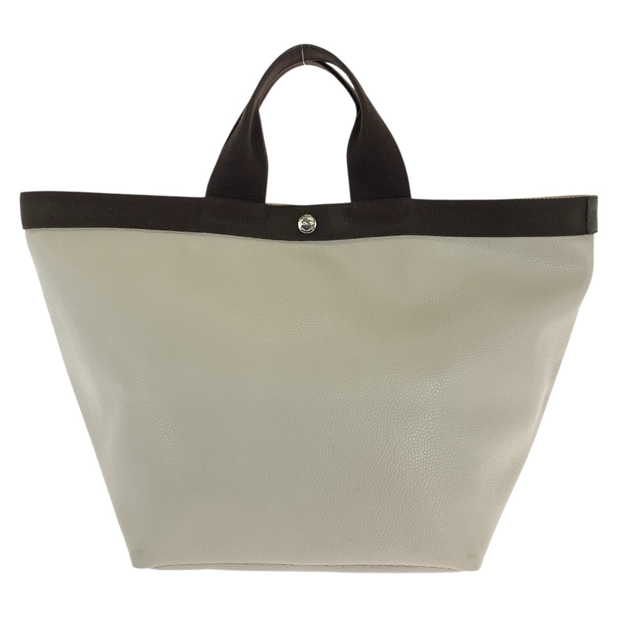 美品 ベージュ ダークブラウン シルバー金具/コーテッドキャンバス トートバッグ 男女兼用 レディース 600990