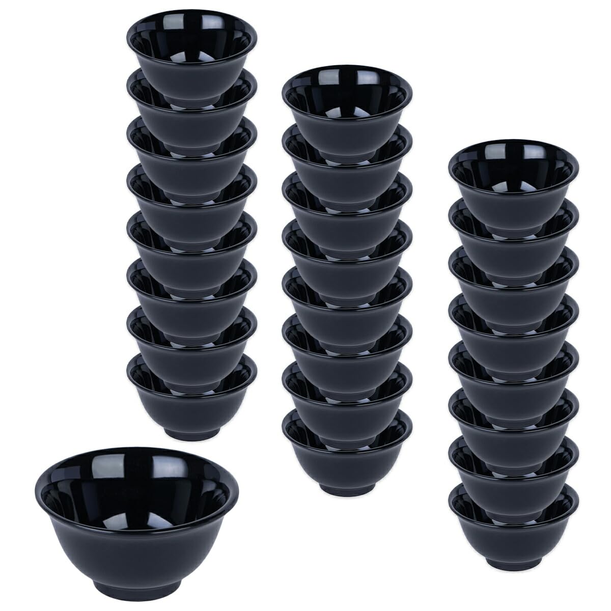 Thunder Group 湯呑み 直径9.7cm 180ml 24個セット コップ メラミン 割れにくい 食洗機対応 和風 黒 ブラック 3008JBK-24S