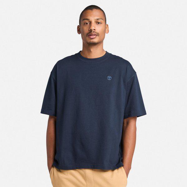 オールジェンダー ネイビー ボックスフィット ダスティン リバー スモールロゴ半袖Tシャツ A6AF7 433
