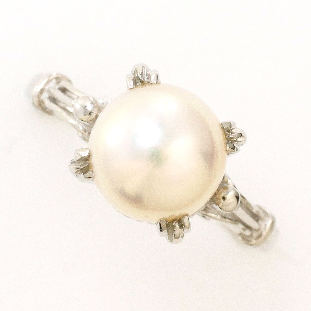 PT900 プラチナ リング・指輪 11号 パール（真珠） 総重量約4.6g 中古