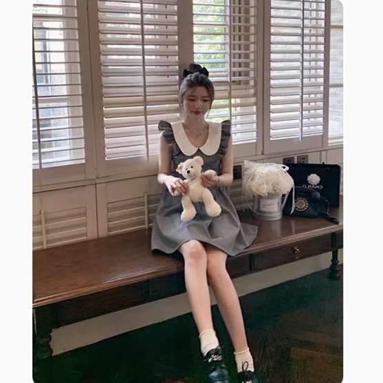 ワンピース レディース ミニ 袖なし ノースリーブ フリル袖 ラウンドネック 襟付き 丸襟 タイト スリム 細身 Aライン フリル かわいい 大人可愛い きれいめ カジュアル 上品 おしゃれ こなれ感