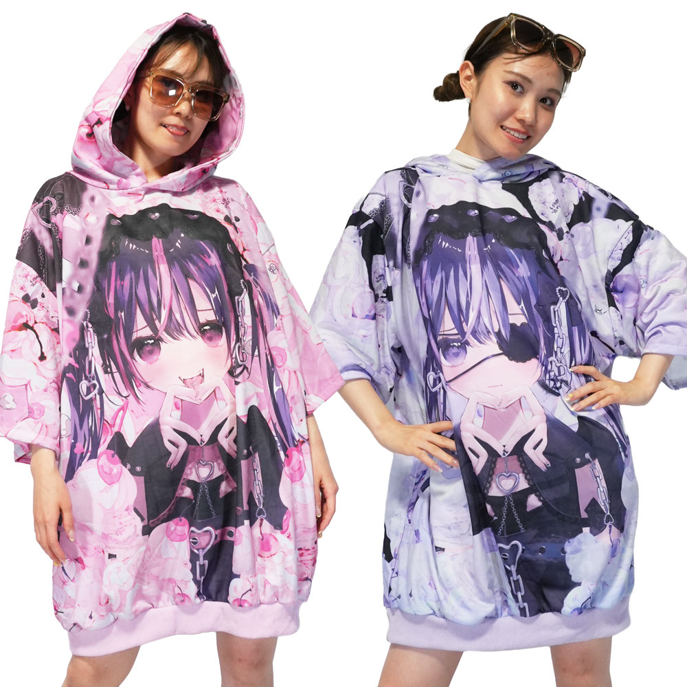 [半袖]LOVE GIRL パーカー 原宿系 原宿 ファッション 病みかわいい 病みかわ 女の子 イラスト 地雷系 地雷 パンク jr-553-123