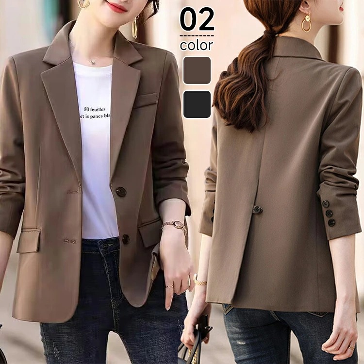【NEWカラー追加】ジャケット レディース 春 秋 冬 テーラードジャケット スーツジャケット ショートジャケット ポケット付き 裹地付き バックスリットアウター ジャケット 大きいサイズ カジュアル