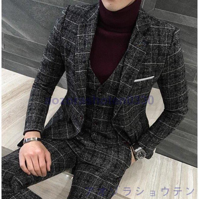 新商品 3日以内に出荷 メンズスーツセット ジャケット+ベスト+パンツ スーツ3点セット 大きいサイズ ビジネス/フォーマル/パーティー/結婚式 紳士服 冬新作