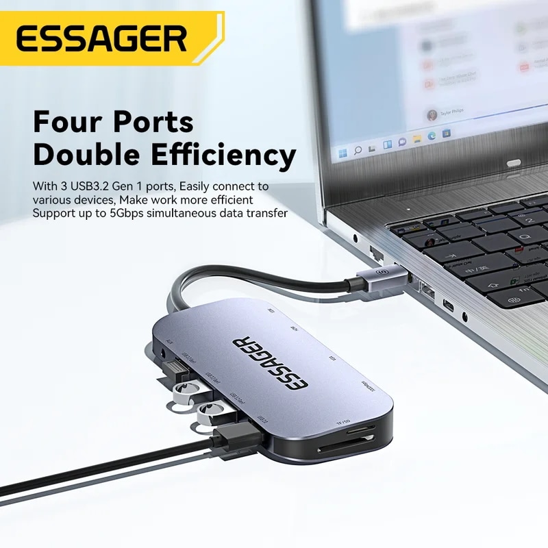 納期21日Essager-USB Type-Cハブ,USB CからHDMI互換,3.0ドッキングステーション,macbook pro,iPad Pro,USBハブ,pd,100w/60wアダプター用 7,797円