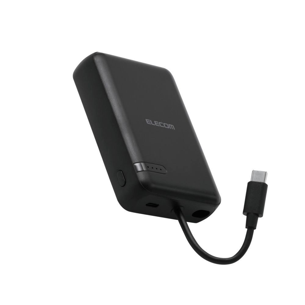 エレコム DE-C63-10000BK USB-Cケーブル一体型 モバイルバッテリー USB-C×1ポート 大容量 10000mAh 20W（ブラック） DEC6310000BK 4,728円