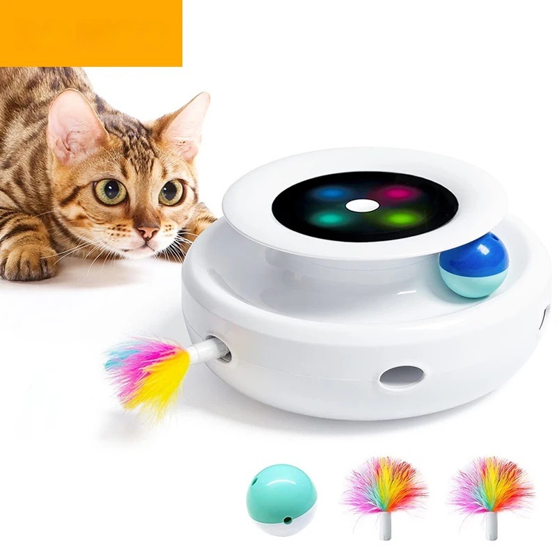 2 in 1 スマート猫のおもちゃ自動フェザー楽しいボールおもちゃセット猫犬用 5 モード電子インタラクティブペットおもちゃアクセサリー