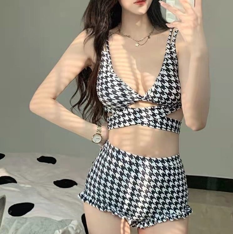 水着 ビキニ スイムウェア レディース タンキニ パッド付き フリル 谷間魅せ ハイウエスト 大人可愛い きれいめ セクシー シンプル カジュアル ゴージャス 大人っぽい おしゃれ レトロ wsw04