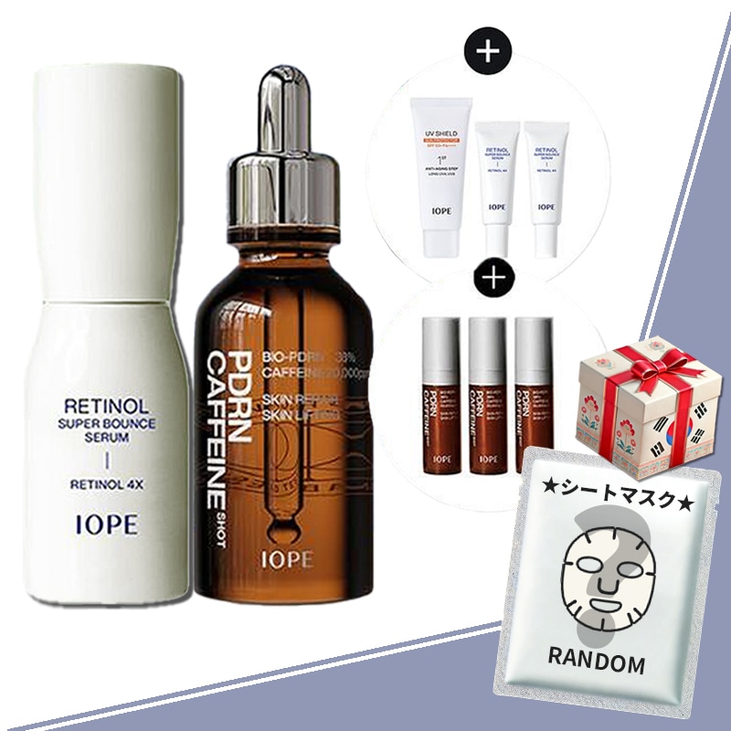【人気セット】レチノールスーパーバウンスセラム 30ml(+20ml＋サンプロテクター20ml)＋PDRN カフェインショット 30ml(＋15mlx3)