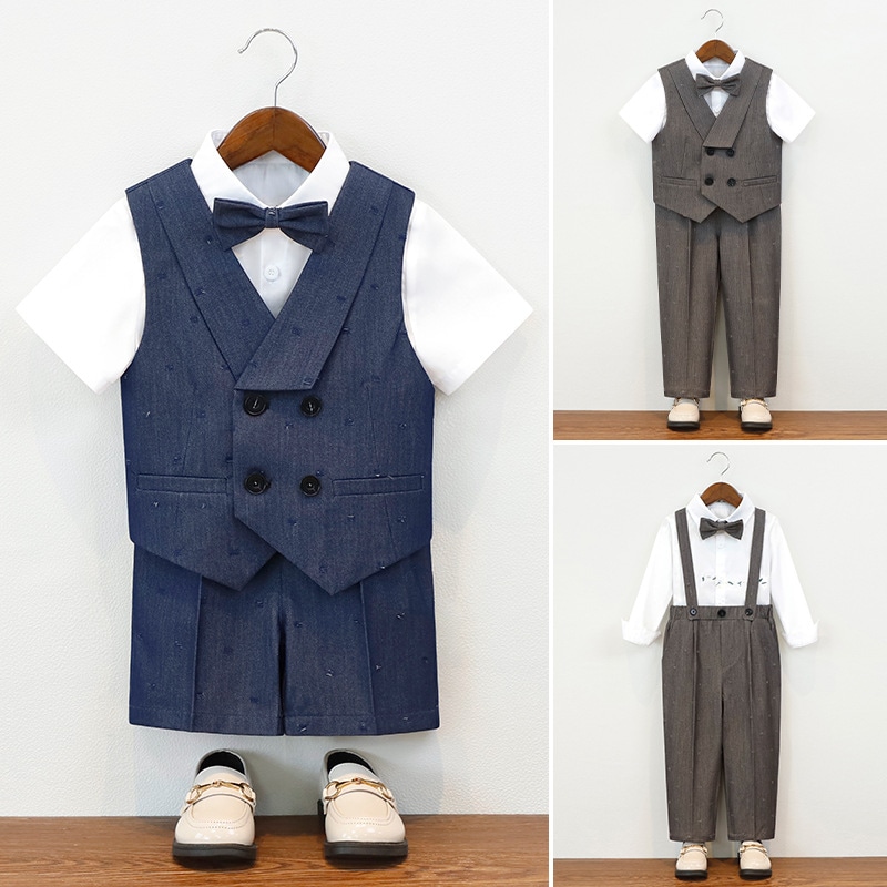 子供用 スーツ フラワーボーイ 1歳 礼服 男の子 ベスト サロペット セット 司会者 スピーチ ピアノ 発表会 スーツ
