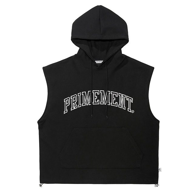 Patch Hoodie Vest Black