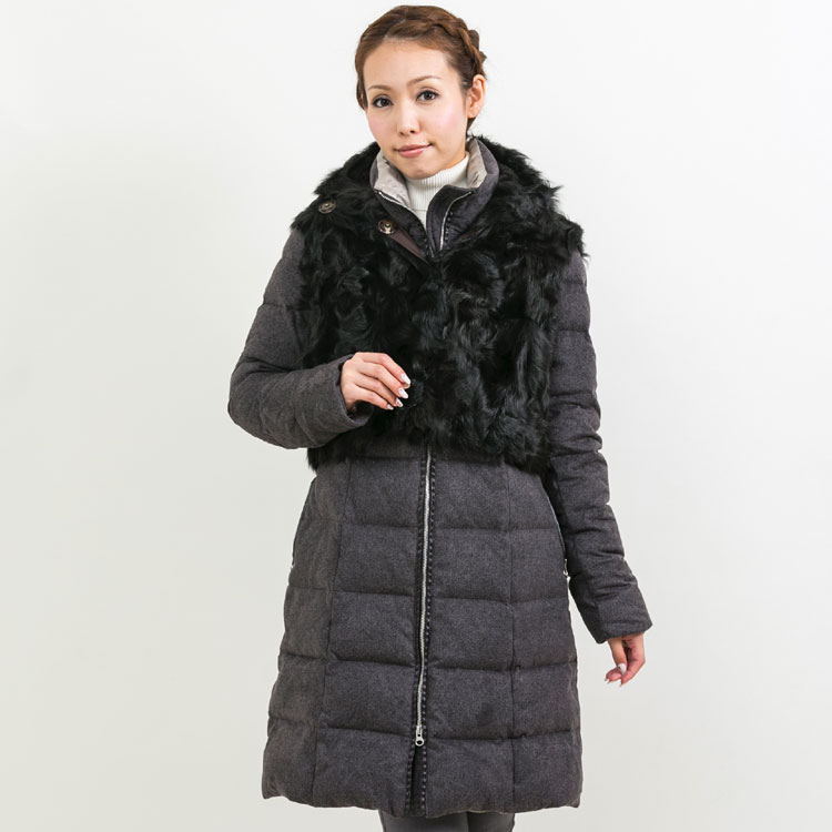 ギリシャ製 ラム ファー ダウン コート 送料無料 レディース ギフト プレゼント