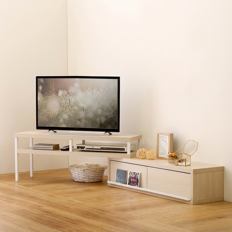 テレヒ台 完成品 スチール さわやかな 完成品 伸縮 テレビ台 TV台 リビング収納 ホワイトオーク