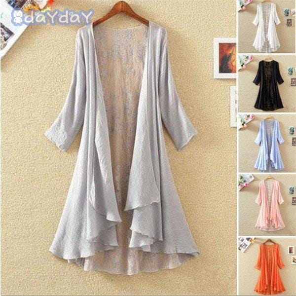 【迅速出荷】 ロングカーディガン レディース レース UVカット 紫外線対策 冷房対策 前開き 夏 シフォン 大きいサイズ リゾート フレア 薄手 上着 おしゃれ 羽織り 海 透け感