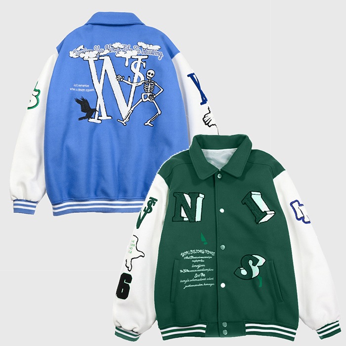 秋冬 メンズファッション アウター コート ジャケット 韓国ファッション グラフィックパッチ 刺繍