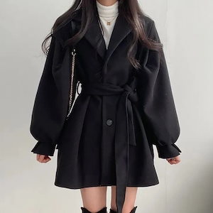 小柄 ショート丈 トレンチコート ラジャコート レディース チェスターコート 韓国 レディ コート ミドル丈 秋アウター