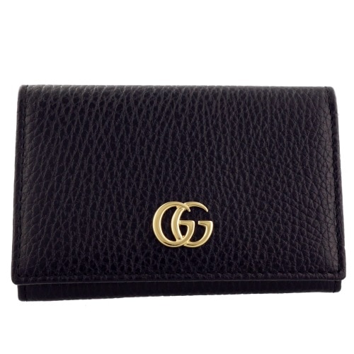 474748-CAO0G-1000 カードケースレザー ブラックゴールド