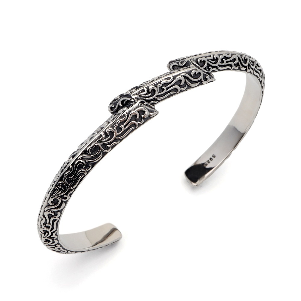 925 唐草 稲妻バングル [bs213]