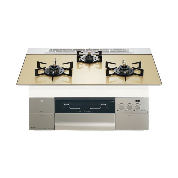 プロパンガス用 75cm天板ビルトインコンロ PROGRE FLAT シャンパンゴールド N3S23PWASFSTEC-LPG