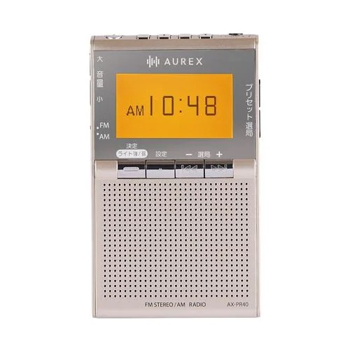 東芝 AX-PR40(N) ポケットラジオ AUREX(オーレックス) 漢字対応液晶パネル搭載 LEDライト付 サテンゴールド