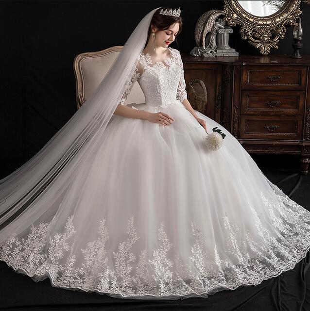 豪華なウェディングドレス 花嫁ブライド ロングドレス 【結婚式】【二次会】【パーティー】【披露宴】 エンパイアドレス フリル ドレス 謝恩会　演奏会　編み上げパニエグローブベールカバー対応可