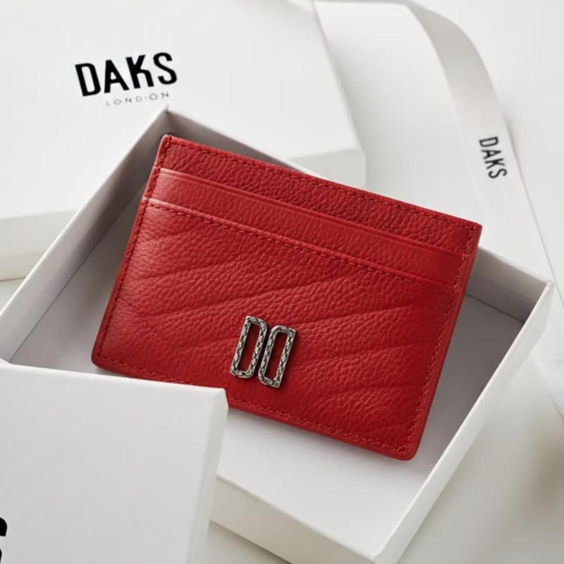 DCHO6E751R2 [カーライル] CARLISLE レッド DDロゴ ポイント 牛革 スリム カード財布