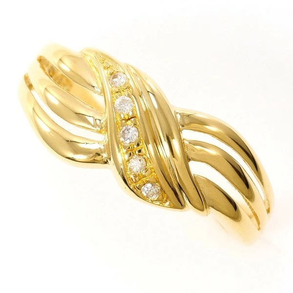 K18 18金 YG リング 10号 ダイヤ 0.03 総重量約1.6g ジュエリー 中古