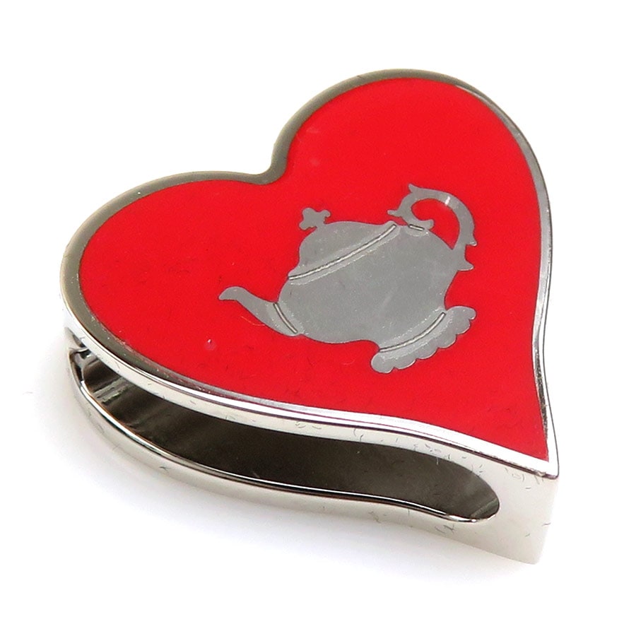 エルメス HERMES スカーフリング Tea Time メタル/エナメル シルバー/レッド レディース e59626j