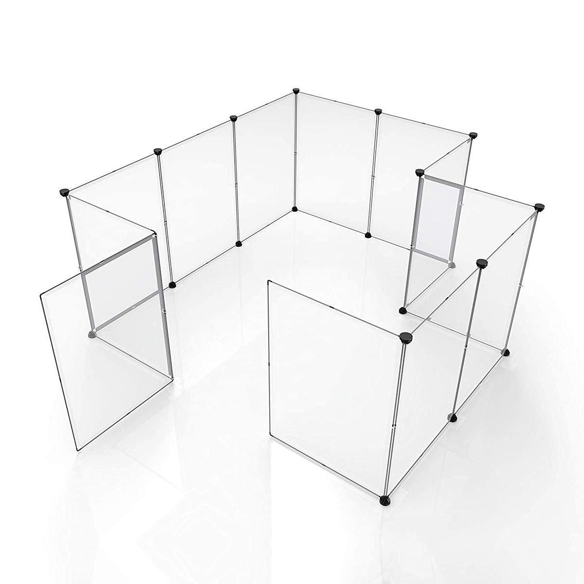 seiyishi ペットフェンス 犬 猫 パーテション 侵入防止 コンパクト 区切り ペットケージ 12枚組 ペットサークル 透明パネル 自由 組み立て 簡単 ペット用ハイゲート 脱走防止 軽量 持ち