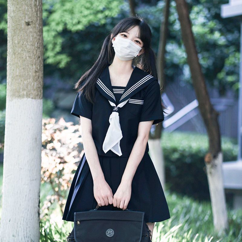 【1つ買うと10つ無料】Jkユニフォームスカート短袖の夏の服の船乗り衣服海軍士官学校スタイルスーツ