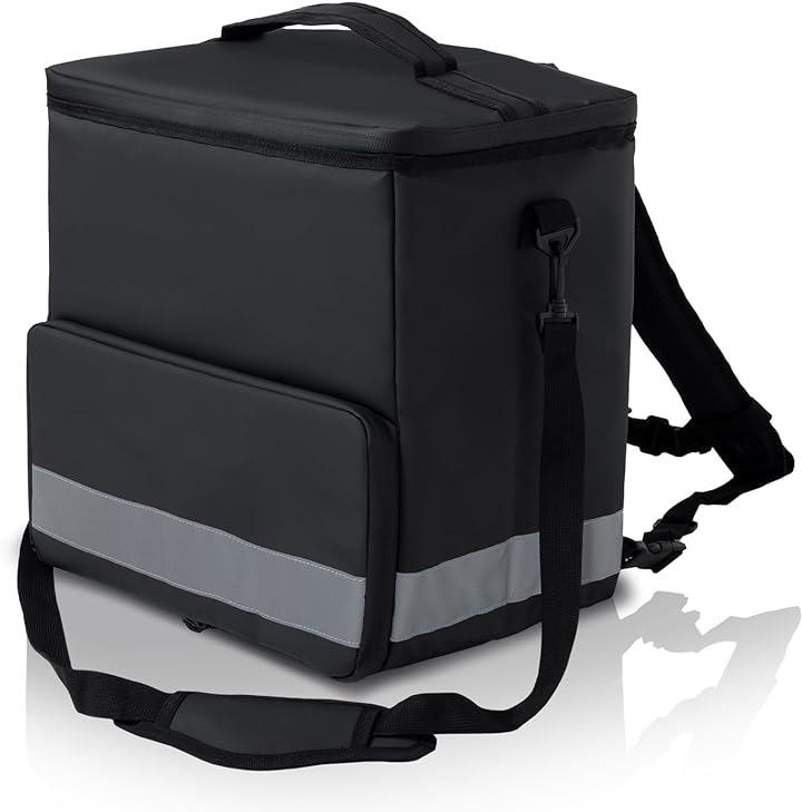2WAY デリバリーバッグ 配達用 防水 配達員 配達バッグ 保冷バッグ 大容量 クーラーバッグ( Black, 35L)