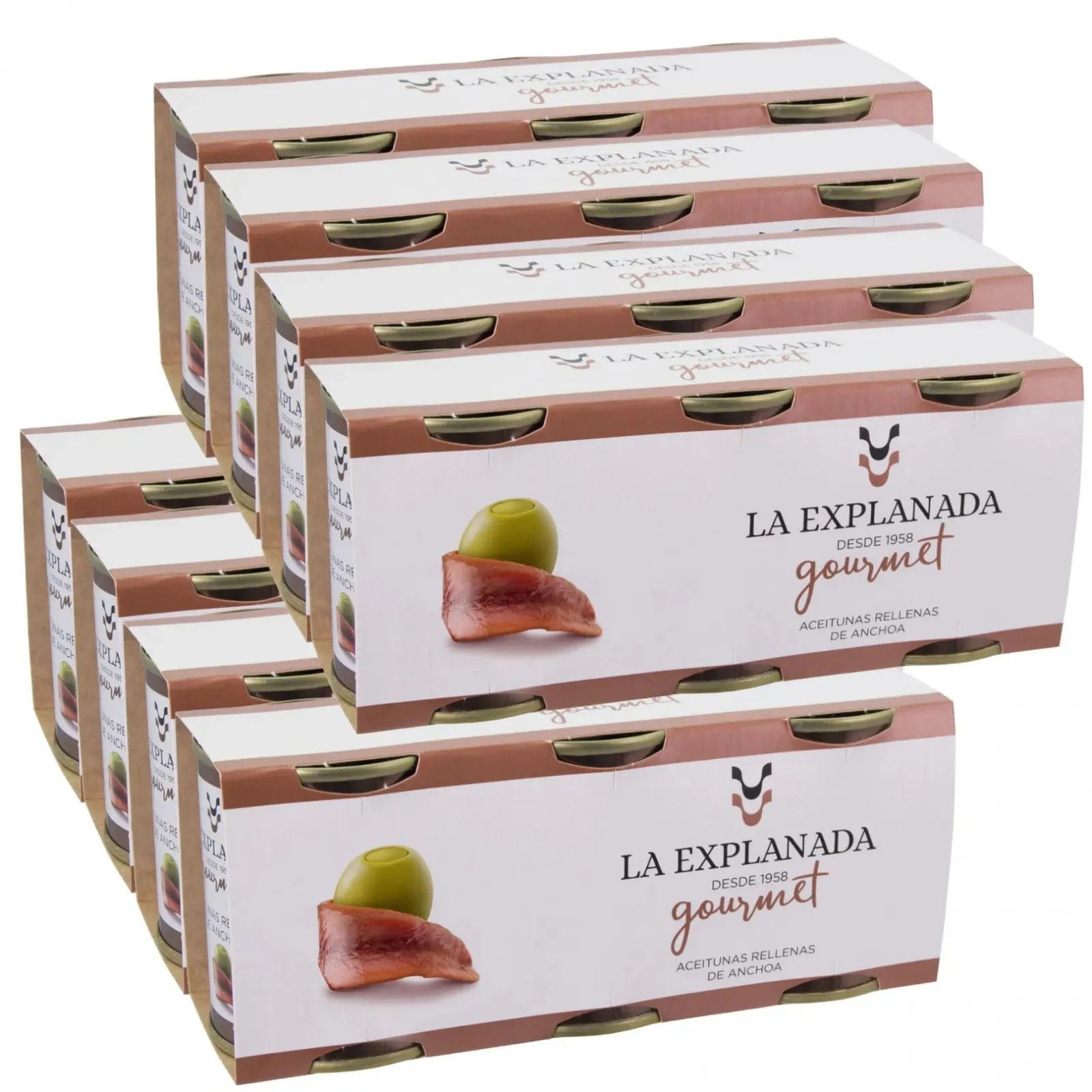 [1ケース] ラ・エクスプラナーダ アンチョビ入りオリーブ ミニ缶 （50g × 3缶） × 8パック スペイン産